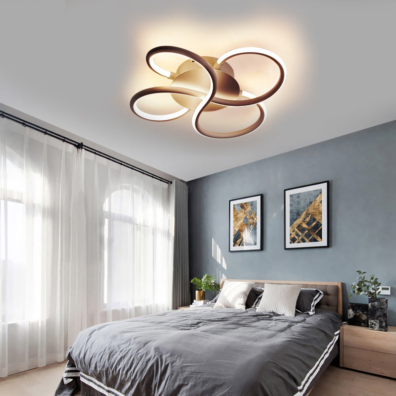 Flower Shape Acrylic Flush Mount Modern Led White/Coffee Flush Mount Light Fixture in White/Warm Light, 16.5"/23.5"/31.5" Wide Clearhalo 'Ceiling Lights' 'Close To Ceiling Lights' 'Close to ceiling' 'Flush mount' Lighting' 207374