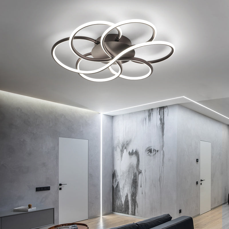 Flower Shape Acrylic Flush Mount Modern Led White/Coffee Flush Mount Light Fixture in White/Warm Light, 16.5"/23.5"/31.5" Wide Clearhalo 'Ceiling Lights' 'Close To Ceiling Lights' 'Close to ceiling' 'Flush mount' Lighting' 207379