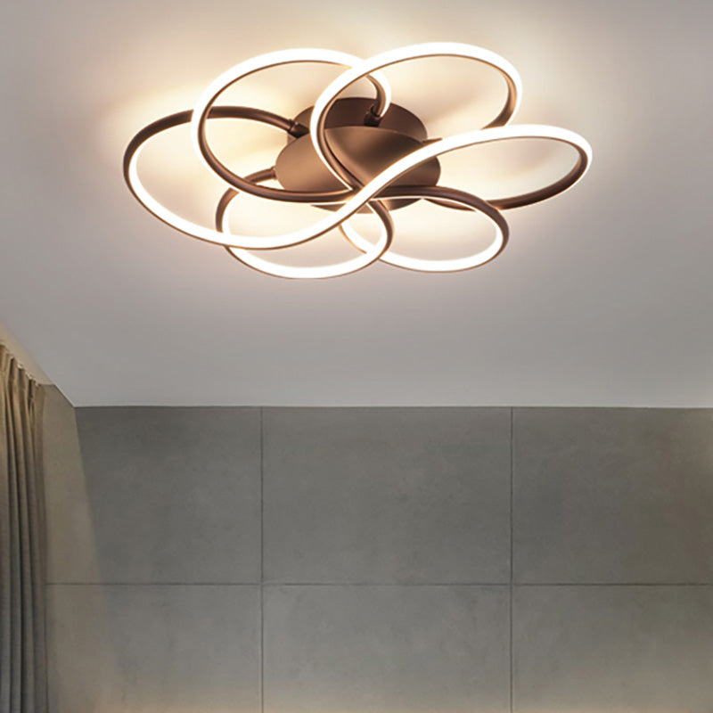 Flower Shape Acrylic Flush Mount Modern Led White/Coffee Flush Mount Light Fixture in White/Warm Light, 16.5"/23.5"/31.5" Wide Clearhalo 'Ceiling Lights' 'Close To Ceiling Lights' 'Close to ceiling' 'Flush mount' Lighting' 207390