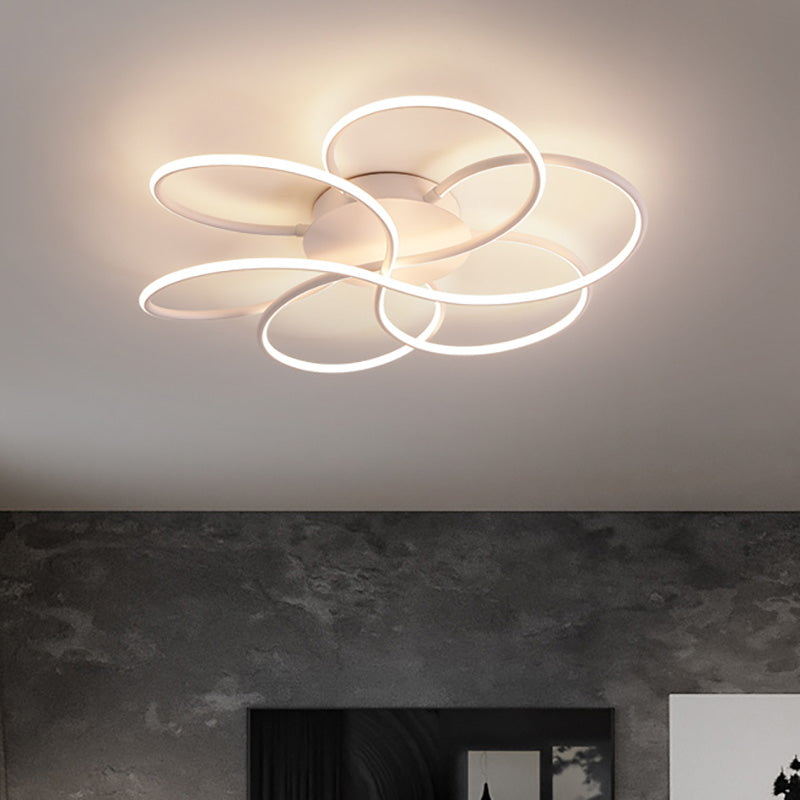 Flower Shape Acrylic Flush Mount Modern Led White/Coffee Flush Mount Light Fixture in White/Warm Light, 16.5"/23.5"/31.5" Wide Clearhalo 'Ceiling Lights' 'Close To Ceiling Lights' 'Close to ceiling' 'Flush mount' Lighting' 207391