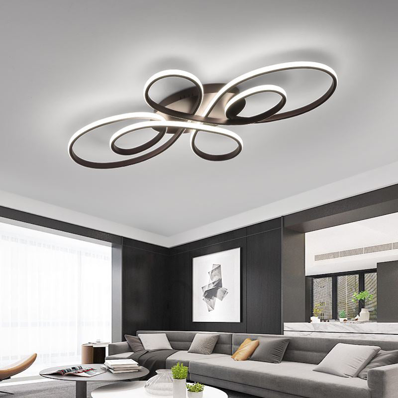 Acrylic Flower-Shaped Flush Mount Modernist 23.5"/31.5"/39" Wide Led White/Coffee Flush Ceiling Light Fixture in White/Warm Light Coffee Clearhalo 'Ceiling Lights' 'Close To Ceiling Lights' 'Close to ceiling' 'Flush mount' Lighting' 207397