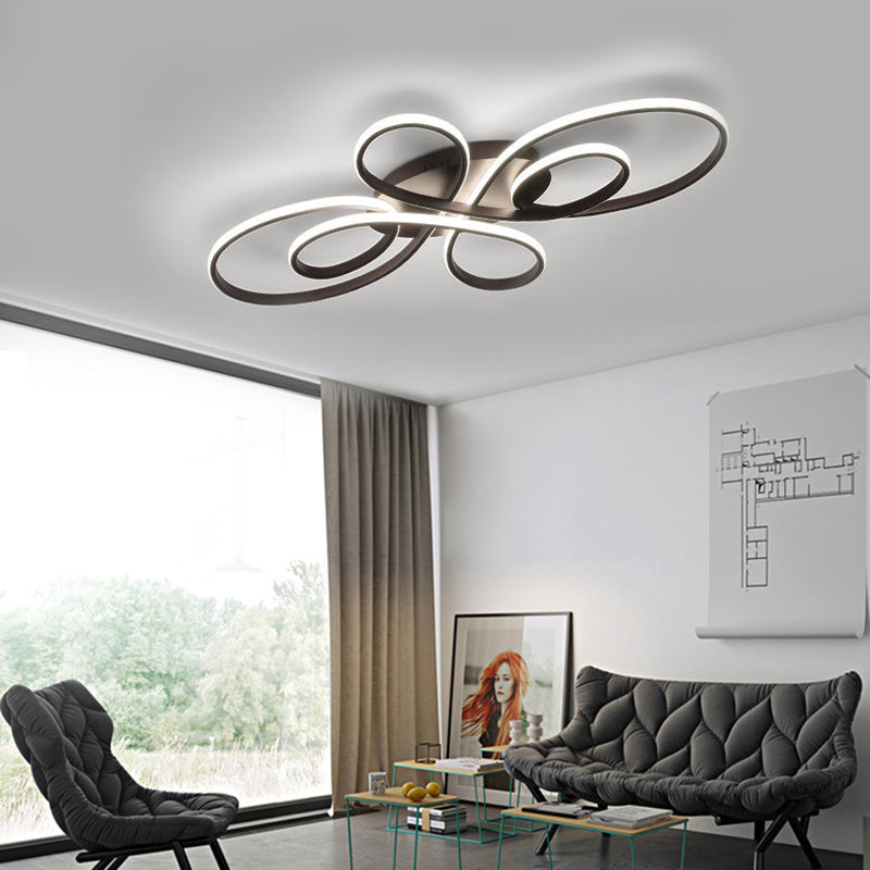 Acrylic Flower-Shaped Flush Mount Modernist 23.5"/31.5"/39" Wide Led White/Coffee Flush Ceiling Light Fixture in White/Warm Light Clearhalo 'Ceiling Lights' 'Close To Ceiling Lights' 'Close to ceiling' 'Flush mount' Lighting' 207398