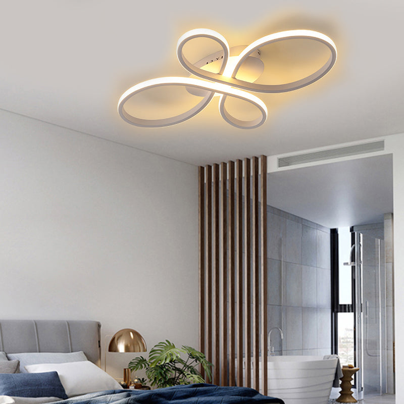 Acrylic Flower-Shaped Flush Mount Modernist 23.5"/31.5"/39" Wide Led White/Coffee Flush Ceiling Light Fixture in White/Warm Light White 23.5" Clearhalo 'Ceiling Lights' 'Close To Ceiling Lights' 'Close to ceiling' 'Flush mount' Lighting' 207406