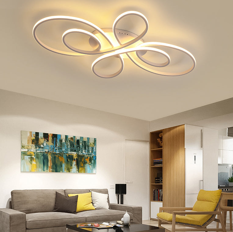 Acrylic Flower-Shaped Flush Mount Modernist 23.5"/31.5"/39" Wide Led White/Coffee Flush Ceiling Light Fixture in White/Warm Light White Warm Clearhalo 'Ceiling Lights' 'Close To Ceiling Lights' 'Close to ceiling' 'Flush mount' Lighting' 207409