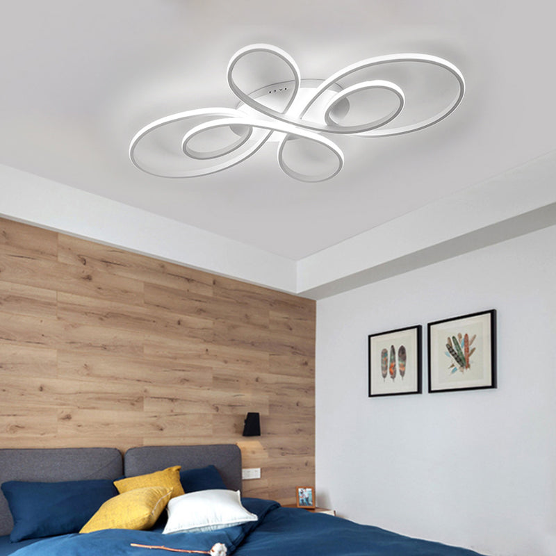 Acrylic Flower-Shaped Flush Mount Modernist 23.5"/31.5"/39" Wide Led White/Coffee Flush Ceiling Light Fixture in White/Warm Light White White Clearhalo 'Ceiling Lights' 'Close To Ceiling Lights' 'Close to ceiling' 'Flush mount' Lighting' 207411