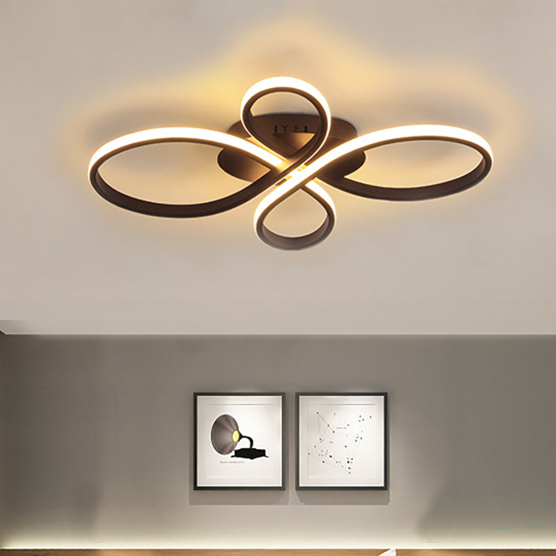 Acrylic Flower-Shaped Flush Mount Modernist 23.5"/31.5"/39" Wide Led White/Coffee Flush Ceiling Light Fixture in White/Warm Light Coffee 23.5" Clearhalo 'Ceiling Lights' 'Close To Ceiling Lights' 'Close to ceiling' 'Flush mount' Lighting' 207414