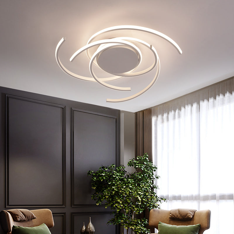 22"/29.5" Wide Twisted Flush Mount Light Contemporary Acrylic Led White/Black Flush Mount Ceiling Lamp in White/Warm Light White Clearhalo 'Ceiling Lights' 'Close To Ceiling Lights' 'Close to ceiling' 'Flush mount' Lighting' 207416