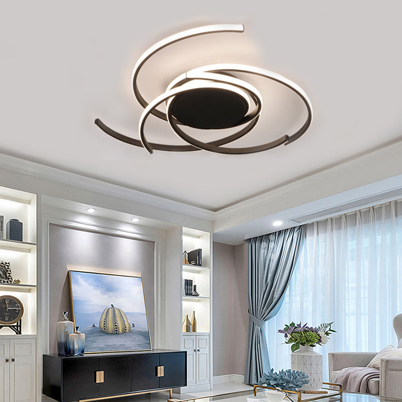 22"/29.5" Wide Twisted Flush Mount Light Contemporary Acrylic Led White/Black Flush Mount Ceiling Lamp in White/Warm Light Clearhalo 'Ceiling Lights' 'Close To Ceiling Lights' 'Close to ceiling' 'Flush mount' Lighting' 207420