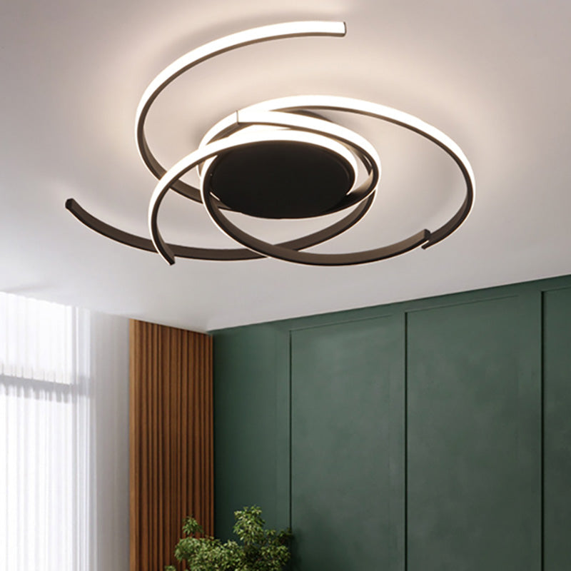 22"/29.5" Wide Twisted Flush Mount Light Contemporary Acrylic Led White/Black Flush Mount Ceiling Lamp in White/Warm Light Black Clearhalo 'Ceiling Lights' 'Close To Ceiling Lights' 'Close to ceiling' 'Flush mount' Lighting' 207426