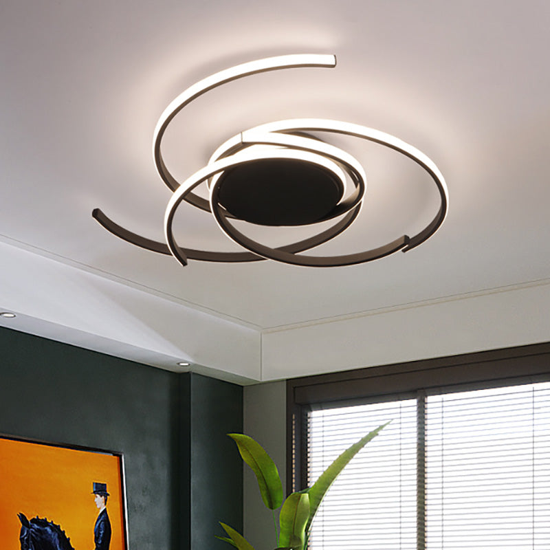 22"/29.5" Wide Twisted Flush Mount Light Contemporary Acrylic Led White/Black Flush Mount Ceiling Lamp in White/Warm Light Clearhalo 'Ceiling Lights' 'Close To Ceiling Lights' 'Close to ceiling' 'Flush mount' Lighting' 207427