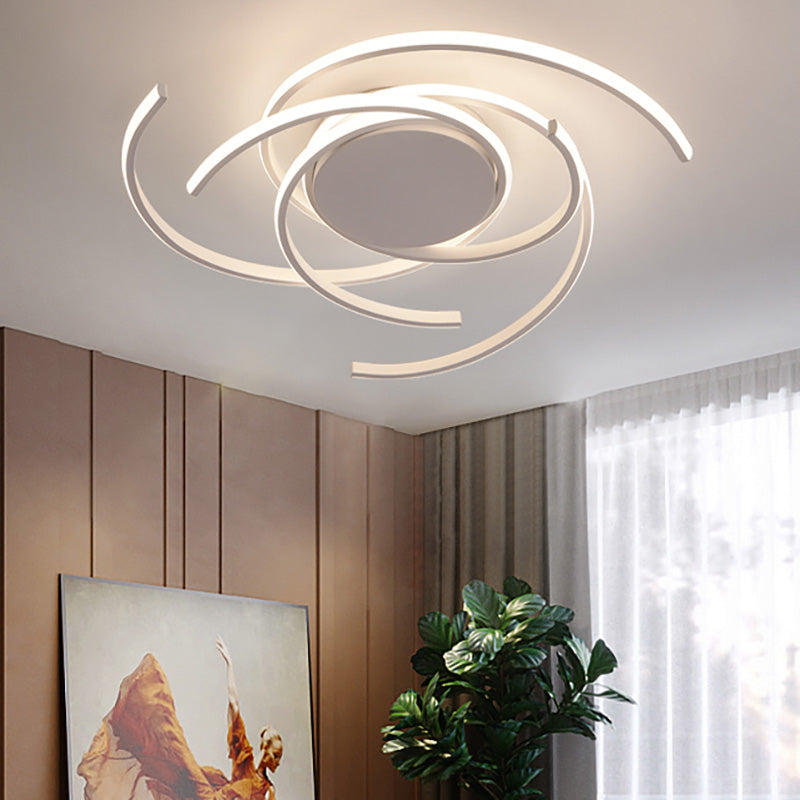 22"/29.5" Wide Twisted Flush Mount Light Contemporary Acrylic Led White/Black Flush Mount Ceiling Lamp in White/Warm Light Clearhalo 'Ceiling Lights' 'Close To Ceiling Lights' 'Close to ceiling' 'Flush mount' Lighting' 207428