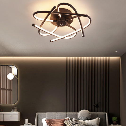 Twisted Flush Lighting Modernist Acrylic Black/Grey Led Flush Mount Ceiling Lamp Fixture in White/Warm Light, 18"/25.5"/31.5" Wide Black 18" Warm Clearhalo 'Ceiling Lights' 'Close To Ceiling Lights' 'Close to ceiling' 'Flush mount' Lighting' 207442