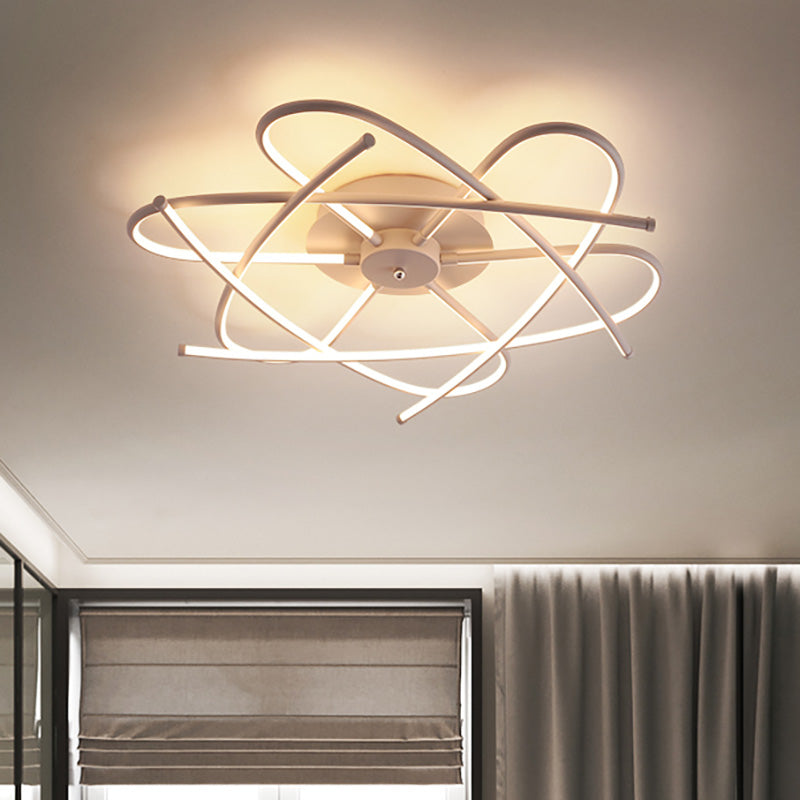 Twisted Flush Lighting Modernist Acrylic Black/Grey Led Flush Mount Ceiling Lamp Fixture in White/Warm Light, 18"/25.5"/31.5" Wide Clearhalo 'Ceiling Lights' 'Close To Ceiling Lights' 'Close to ceiling' 'Flush mount' Lighting' 207448