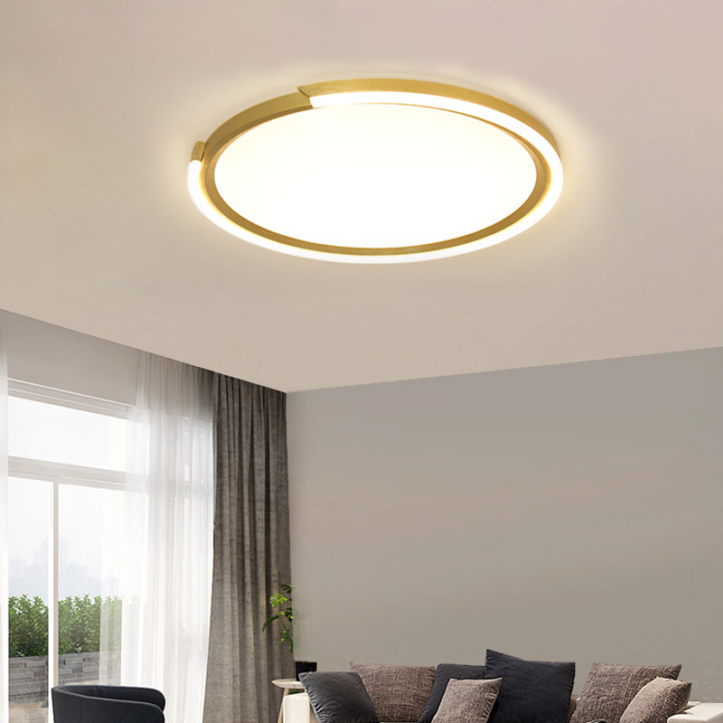 Round Acrylic Flush Mount Lighting Modern Led 15"/18"/23" Wide White/Black/Gold Flush Ceiling Lamp Fixture in Warm Light Gold Clearhalo 'Ceiling Lights' 'Close To Ceiling Lights' 'Close to ceiling' 'Flush mount' Lighting' 207458