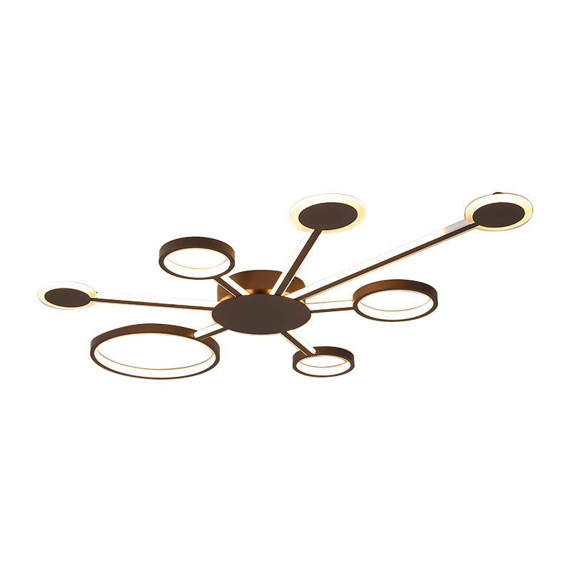 Acrylic Sputnik Flush Mount Modernist 4/5/6 Lights Coffee Led Flush Mount Light Fixture in White/Warm Light Clearhalo 'Ceiling Lights' 'Close To Ceiling Lights' 'Close to ceiling' 'Flush mount' Lighting' 207520