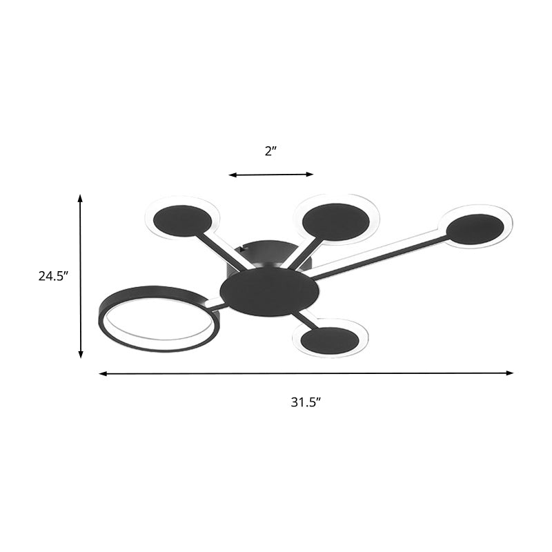 Acrylic Sputnik Flush Mount Modernist 4/5/6 Lights Coffee Led Flush Mount Light Fixture in White/Warm Light Clearhalo 'Ceiling Lights' 'Close To Ceiling Lights' 'Close to ceiling' 'Flush mount' Lighting' 207526