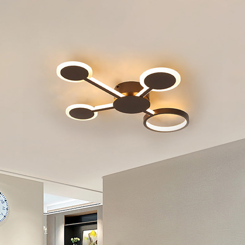 Acrylic Sputnik Flush Mount Modernist 4/5/6 Lights Coffee Led Flush Mount Light Fixture in White/Warm Light Clearhalo 'Ceiling Lights' 'Close To Ceiling Lights' 'Close to ceiling' 'Flush mount' Lighting' 207528