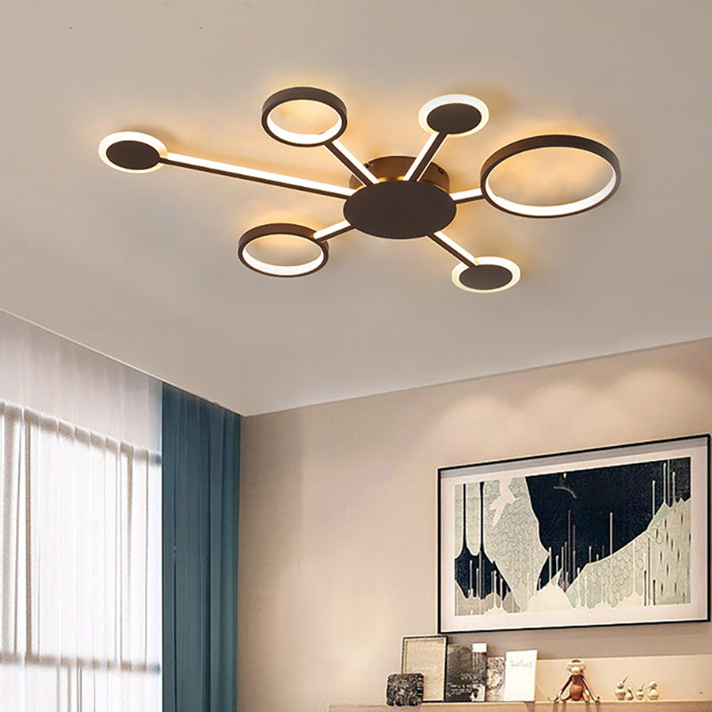 Acrylic Sputnik Flush Mount Modernist 4/5/6 Lights Coffee Led Flush Mount Light Fixture in White/Warm Light Clearhalo 'Ceiling Lights' 'Close To Ceiling Lights' 'Close to ceiling' 'Flush mount' Lighting' 207531