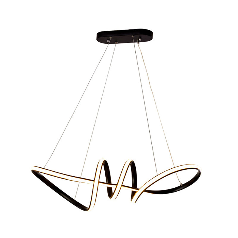 Black Spiral Chandelier Light Minimalist Acrylic LED Hanging Light Kit for Dining Room Clearhalo 'Ceiling Lights' 'Chandeliers' 'Modern Chandeliers' 'Modern' Lighting' 207535