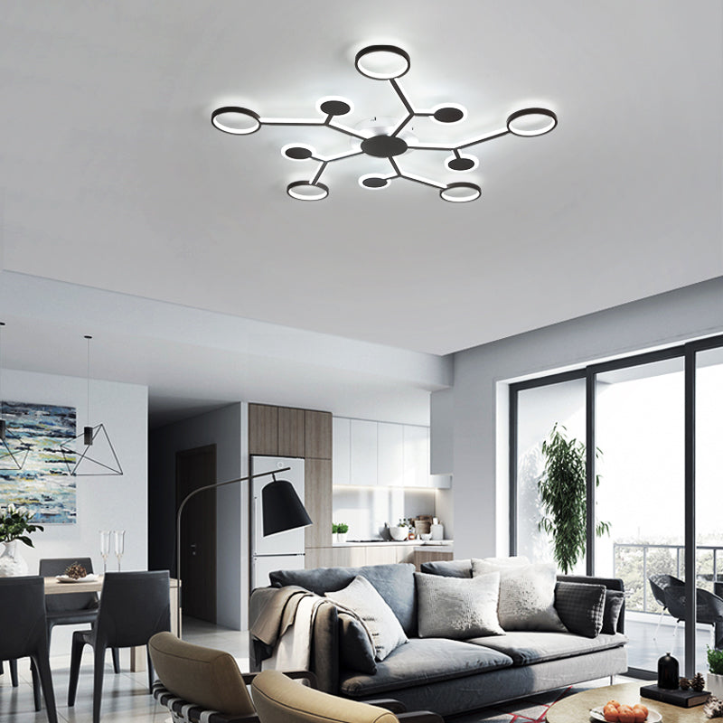 Modern Starburst Flush Lamp Acrylic 6/8/10 Lights Coffee Flush Mount Light in White/Warm Light Clearhalo 'Ceiling Lights' 'Close To Ceiling Lights' 'Close to ceiling' 'Flush mount' Lighting' 207539