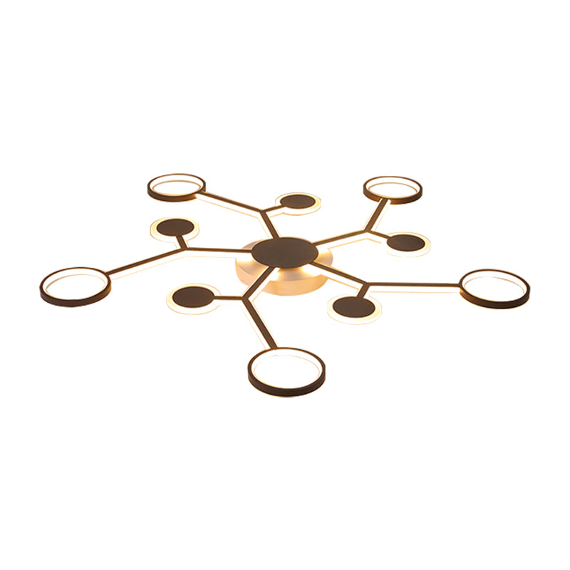 Modern Starburst Flush Lamp Acrylic 6/8/10 Lights Coffee Flush Mount Light in White/Warm Light Clearhalo 'Ceiling Lights' 'Close To Ceiling Lights' 'Close to ceiling' 'Flush mount' Lighting' 207540