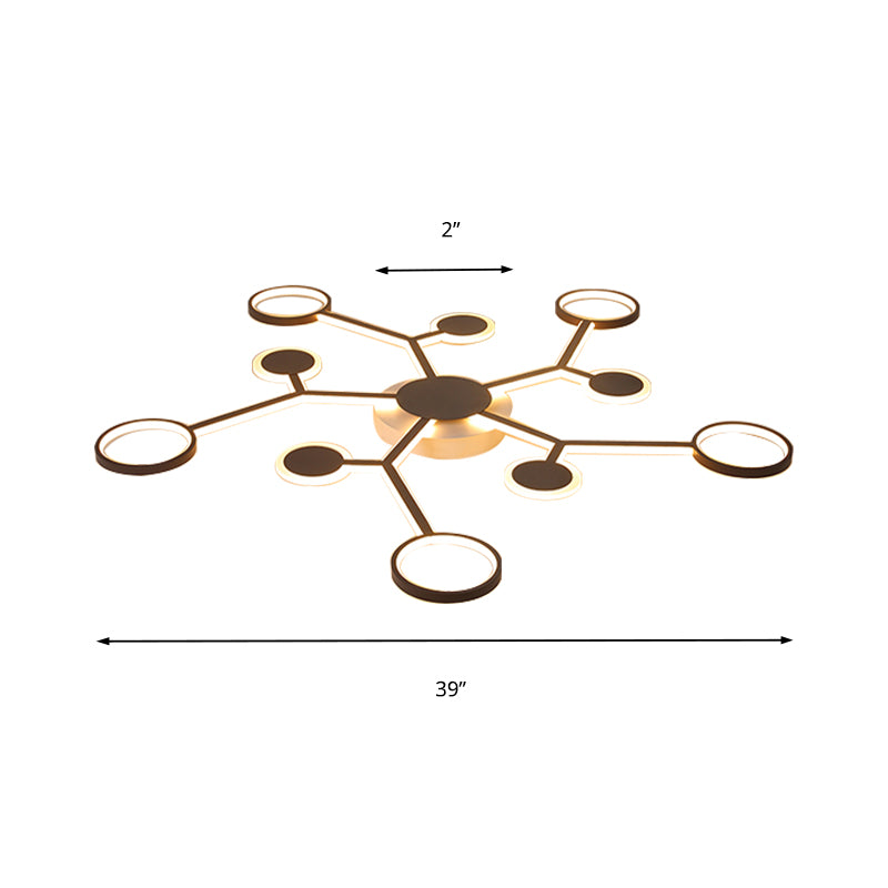 Modern Starburst Flush Lamp Acrylic 6/8/10 Lights Coffee Flush Mount Light in White/Warm Light Clearhalo 'Ceiling Lights' 'Close To Ceiling Lights' 'Close to ceiling' 'Flush mount' Lighting' 207541