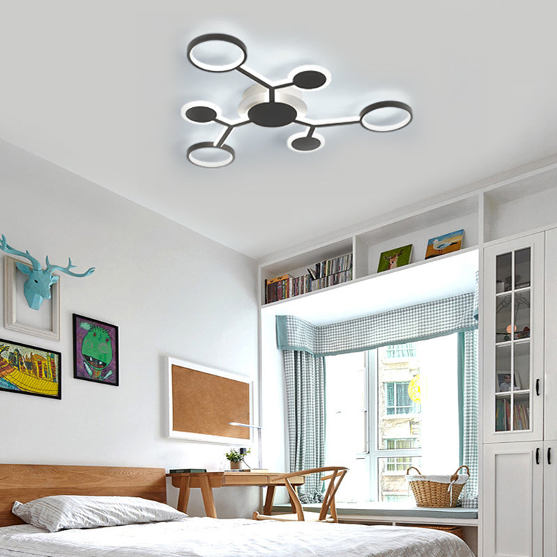 Modern Starburst Flush Lamp Acrylic 6/8/10 Lights Coffee Flush Mount Light in White/Warm Light Clearhalo 'Ceiling Lights' 'Close To Ceiling Lights' 'Close to ceiling' 'Flush mount' Lighting' 207544