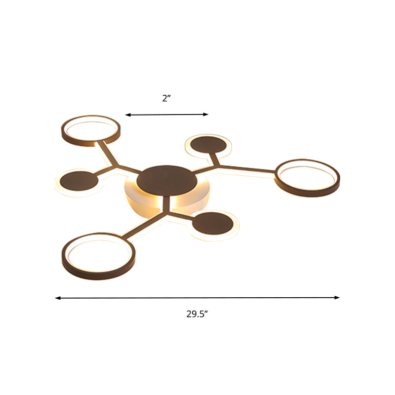 Modern Starburst Flush Lamp Acrylic 6/8/10 Lights Coffee Flush Mount Light in White/Warm Light Clearhalo 'Ceiling Lights' 'Close To Ceiling Lights' 'Close to ceiling' 'Flush mount' Lighting' 207546