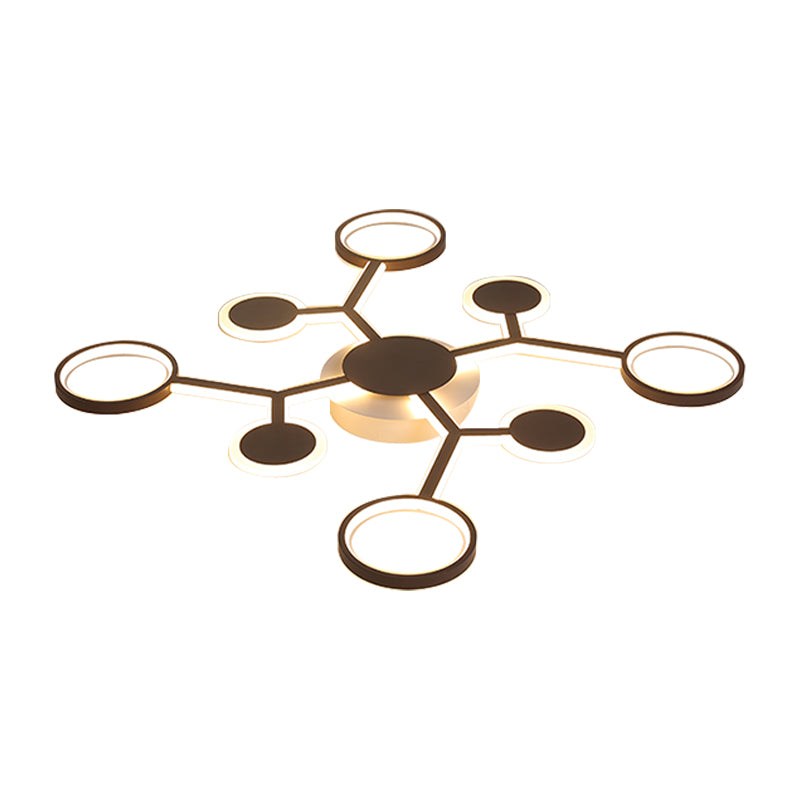 Modern Starburst Flush Lamp Acrylic 6/8/10 Lights Coffee Flush Mount Light in White/Warm Light Clearhalo 'Ceiling Lights' 'Close To Ceiling Lights' 'Close to ceiling' 'Flush mount' Lighting' 207549