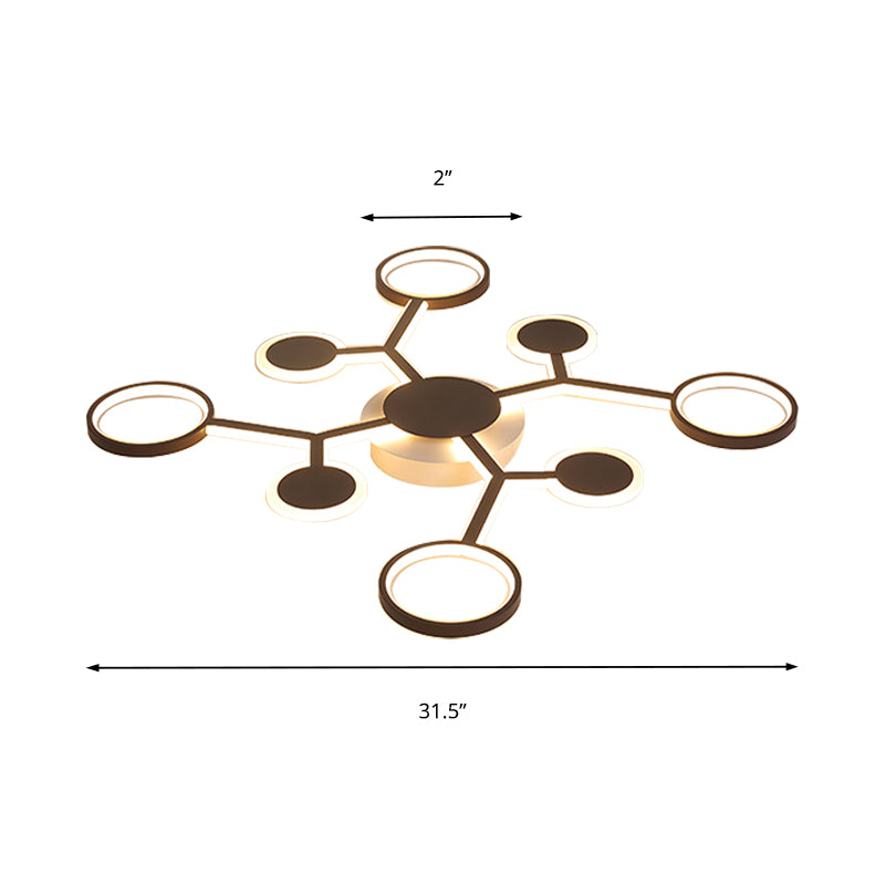 Modern Starburst Flush Lamp Acrylic 6/8/10 Lights Coffee Flush Mount Light in White/Warm Light Clearhalo 'Ceiling Lights' 'Close To Ceiling Lights' 'Close to ceiling' 'Flush mount' Lighting' 207550