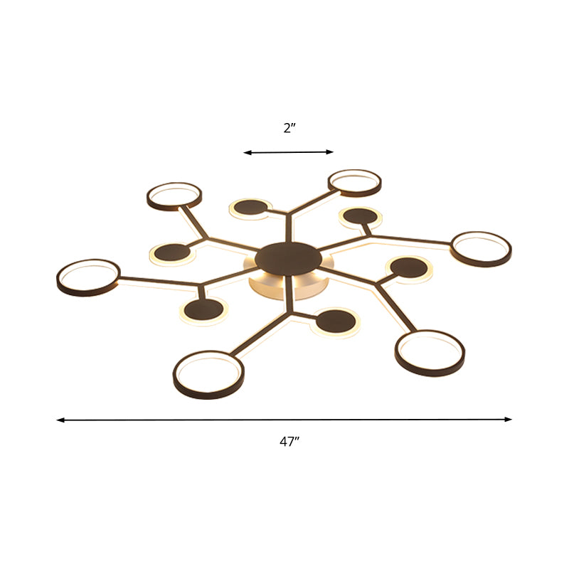 Modern Starburst Flush Lamp Acrylic 6/8/10 Lights Coffee Flush Mount Light in White/Warm Light Clearhalo 'Ceiling Lights' 'Close To Ceiling Lights' 'Close to ceiling' 'Flush mount' Lighting' 207554