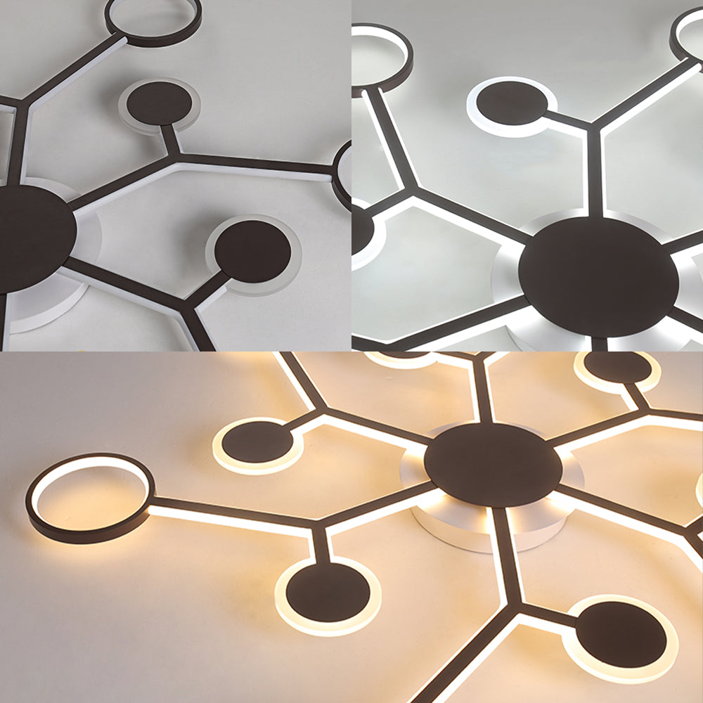 Modern Starburst Flush Lamp Acrylic 6/8/10 Lights Coffee Flush Mount Light in White/Warm Light Clearhalo 'Ceiling Lights' 'Close To Ceiling Lights' 'Close to ceiling' 'Flush mount' Lighting' 207555