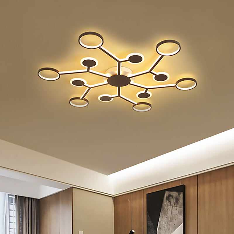 Modern Starburst Flush Lamp Acrylic 6/8/10 Lights Coffee Flush Mount Light in White/Warm Light 12 Coffee Clearhalo 'Ceiling Lights' 'Close To Ceiling Lights' 'Close to ceiling' 'Flush mount' Lighting' 207560