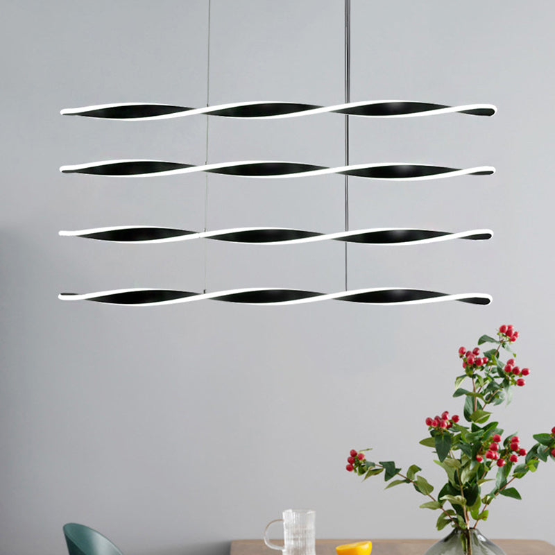 Contemporary LED Chandelier Light with Acrylic Black Spiral Pendant Light for Dining Room Clearhalo 'Ceiling Lights' 'Chandeliers' 'Modern Chandeliers' 'Modern' Lighting' 207563