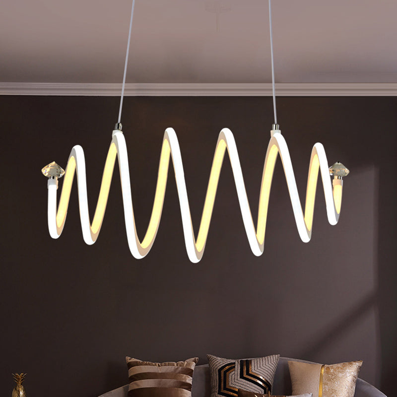 Spiral Chandelier Lamp Simple Style Acrylic White LED Hanging Light Fixture for Living Room White Clearhalo 'Ceiling Lights' 'Chandeliers' 'Modern Chandeliers' 'Modern' Lighting' 207574