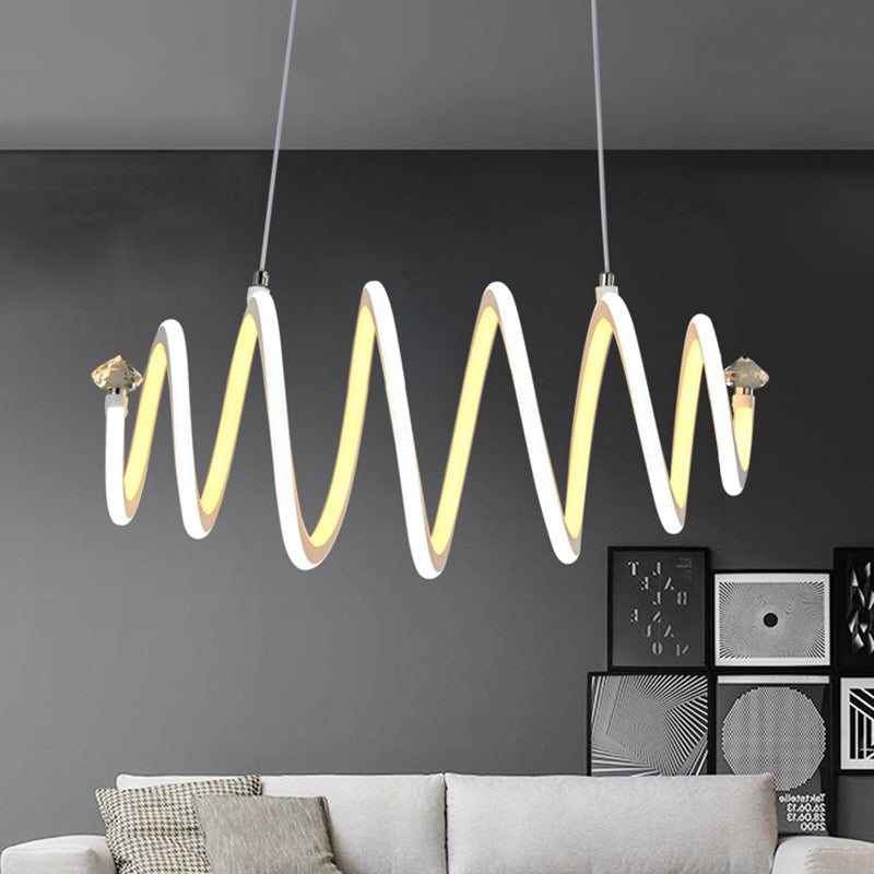 Spiral Chandelier Lamp Simple Style Acrylic White LED Hanging Light Fixture for Living Room Clearhalo 'Ceiling Lights' 'Chandeliers' 'Modern Chandeliers' 'Modern' Lighting' 207575