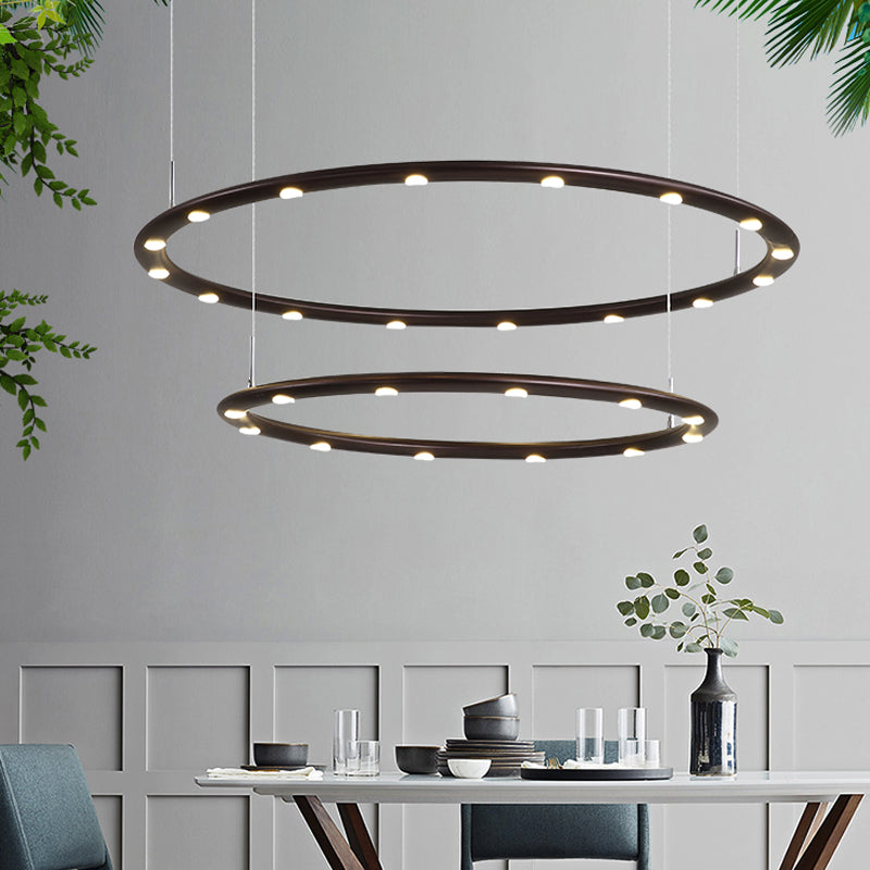 1/2 Tiers Ring Chandelier Light Modern Acrylic Black/White Bedroom LED Hanging Light in Warm/White Light Clearhalo 'Ceiling Lights' 'Chandeliers' 'Modern Chandeliers' 'Modern' Lighting' 207602