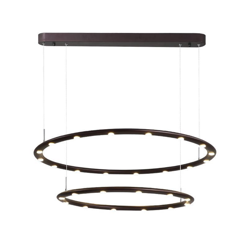 1/2 Tiers Ring Chandelier Light Modern Acrylic Black/White Bedroom LED Hanging Light in Warm/White Light Clearhalo 'Ceiling Lights' 'Chandeliers' 'Modern Chandeliers' 'Modern' Lighting' 207603