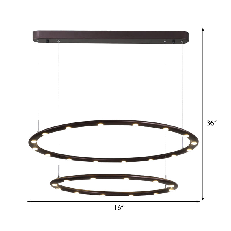 1/2 Tiers Ring Chandelier Light Modern Acrylic Black/White Bedroom LED Hanging Light in Warm/White Light Clearhalo 'Ceiling Lights' 'Chandeliers' 'Modern Chandeliers' 'Modern' Lighting' 207604