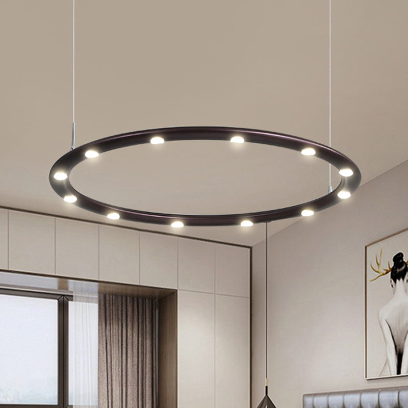 1/2 Tiers Ring Chandelier Light Modern Acrylic Black/White Bedroom LED Hanging Light in Warm/White Light Black 1 Tier Clearhalo 'Ceiling Lights' 'Chandeliers' 'Modern Chandeliers' 'Modern' Lighting' 207606