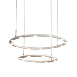 1/2 Tiers Ring Chandelier Light Modern Acrylic Black/White Bedroom LED Hanging Light in Warm/White Light Clearhalo 'Ceiling Lights' 'Chandeliers' 'Modern Chandeliers' 'Modern' Lighting' 207609