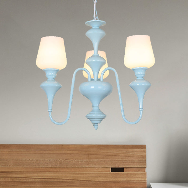 Nordic Style Blue Chandelier Cylinder Shade Metal Hanging Light for Study Room Clearhalo 'Ceiling Lights' 'Chandeliers' Lighting' options 207658