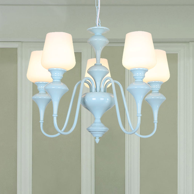 Nordic Style Blue Chandelier Cylinder Shade Metal Hanging Light for Study Room Clearhalo 'Ceiling Lights' 'Chandeliers' Lighting' options 207661
