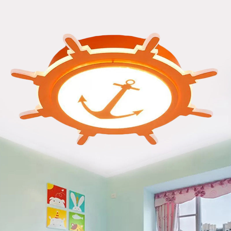 Cartoon Rudder LED Ceiling Lamp Acrylic Candy Colored Flush Mount Light for Girls Bedroom Orange 23.5" Clearhalo 'Ceiling Lights' 'Close To Ceiling Lights' 'Close to ceiling' 'Flush mount' Lighting' 207674