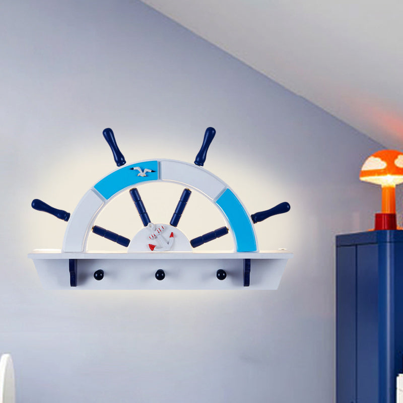 Acrylic Half-Rudder Wall Light Boys Bedroom Nautical Style Wall Lamp in Sky Blue Blue Clearhalo 'Wall Lamps & Sconces' 'Wall Lights' Lighting' 207697