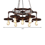 Antique Copper 7 Lights Chandelier Light Fixture Retro Industrial Metal Gear Shaped Pendant Lamp Clearhalo 'Cast Iron' 'Ceiling Lights' 'Chandeliers' 'Industrial Chandeliers' 'Industrial' 'Metal' 'Middle Century Chandeliers' 'Rustic Chandeliers' 'Tiffany' Lighting' 207744