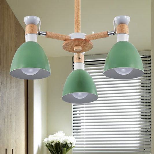 Domed Study Room Ceiling Mount Light Metal 3 Lights Macaron Ceiling Lamp Clearhalo 'Ceiling Lights' 'Chandeliers' Lighting' options 207770