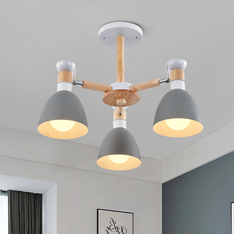 Domed Study Room Ceiling Mount Light Metal 3 Lights Macaron Ceiling Lamp Clearhalo 'Ceiling Lights' 'Chandeliers' Lighting' options 207772