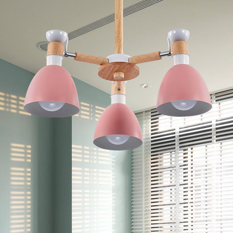 Domed Study Room Ceiling Mount Light Metal 3 Lights Macaron Ceiling Lamp Clearhalo 'Ceiling Lights' 'Chandeliers' Lighting' options 207773