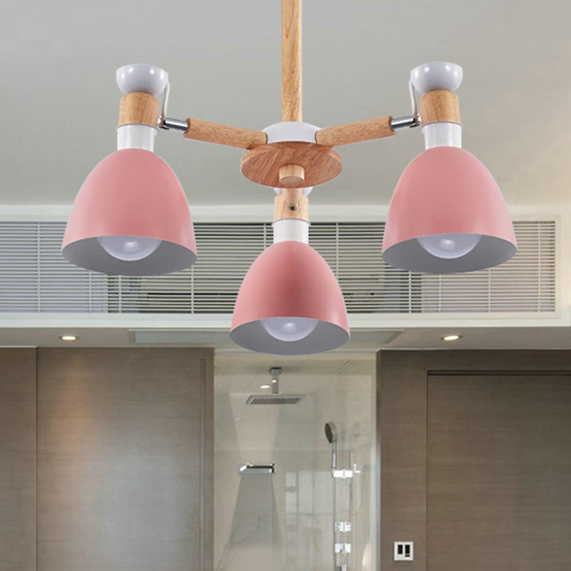 Domed Study Room Ceiling Mount Light Metal 3 Lights Macaron Ceiling Lamp Clearhalo 'Ceiling Lights' 'Chandeliers' Lighting' options 207774